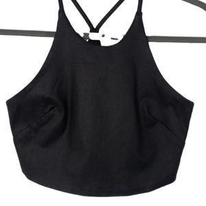 AVEC Black Spaghetti Strap Crop Top SZ Medium